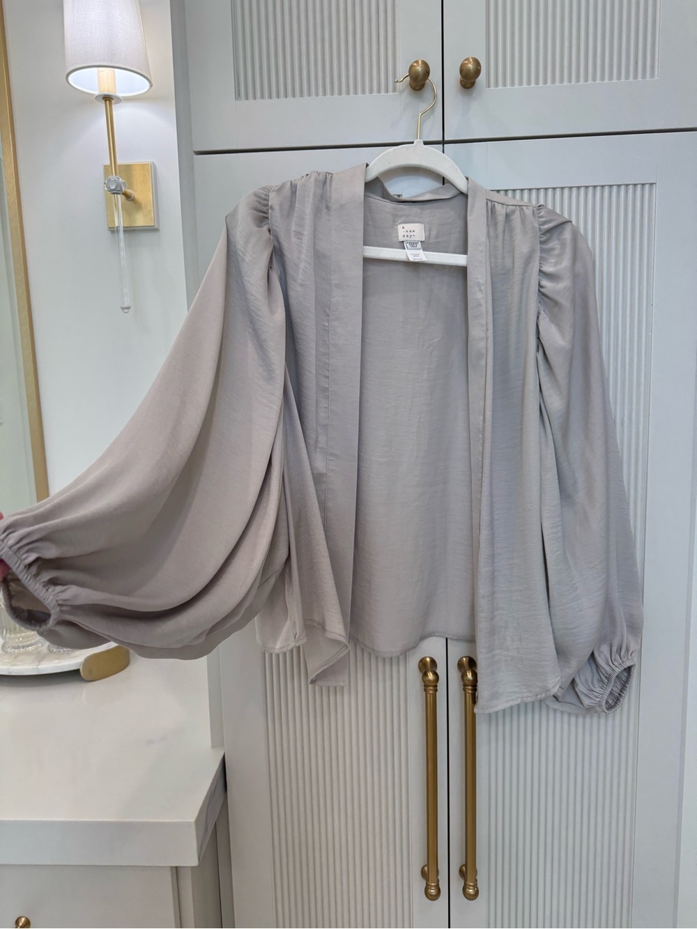 a new day Soft Taupe Open-Front Kimono Cardigan
